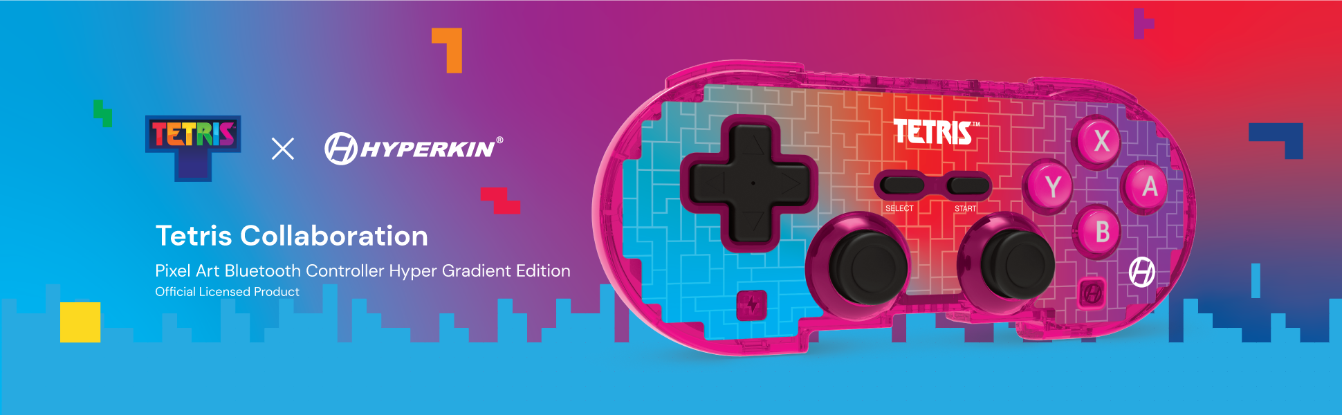 Hyperkin Official Tetris Pixel Art Bluetooth Switch Controller - Hyper Gradient