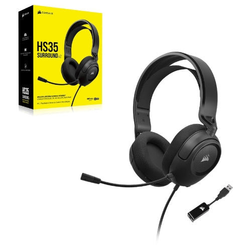Corsair Hs35 V2 Gaming Headset  Black: 7.1 Surround Sound