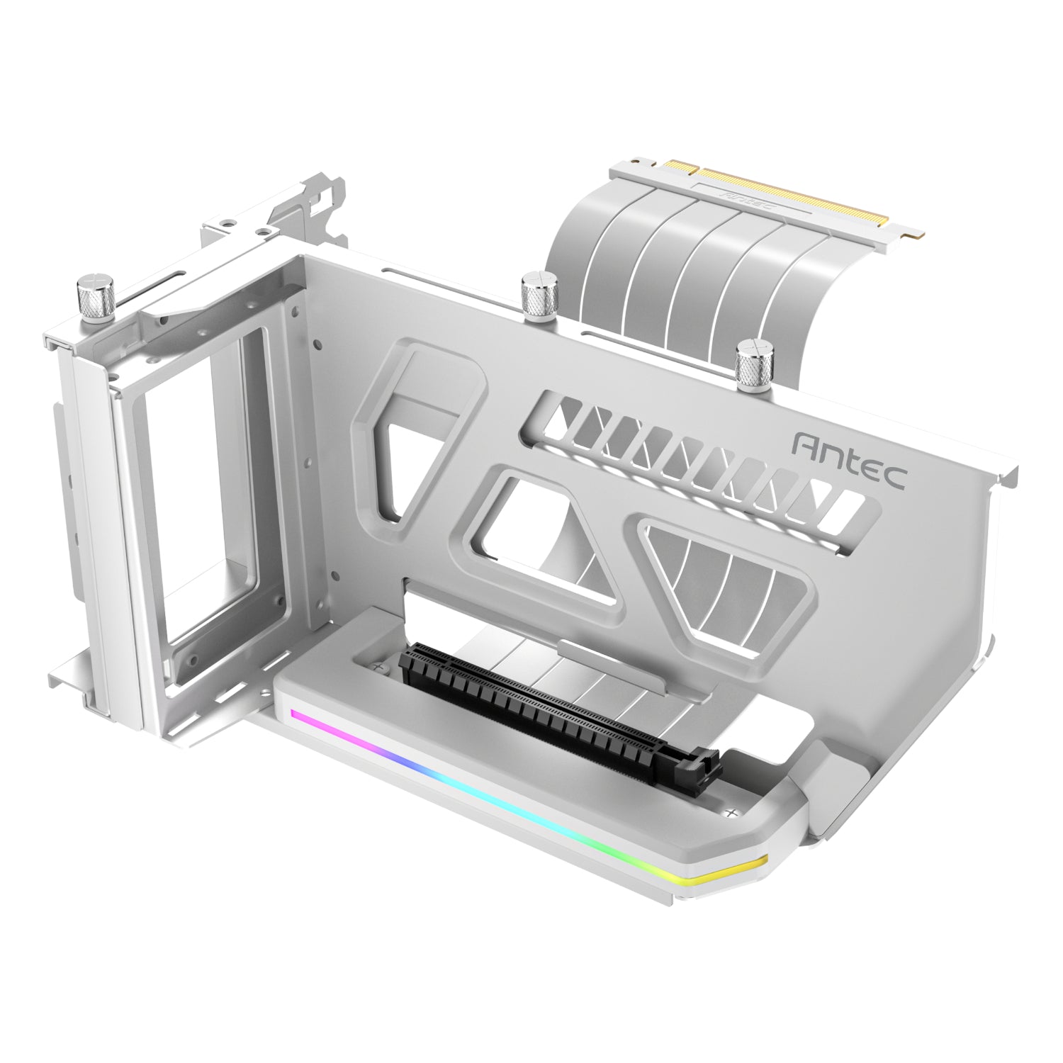 https://www.syntech.co.za/wp-content/uploads/2025/04/SHIFT-ARGB-WHT_Antec-Vertical-GPU-Bracket-with-PCIE-4.0-Riser-Cable-Shift-ARGB-White-_wr_01.jpg