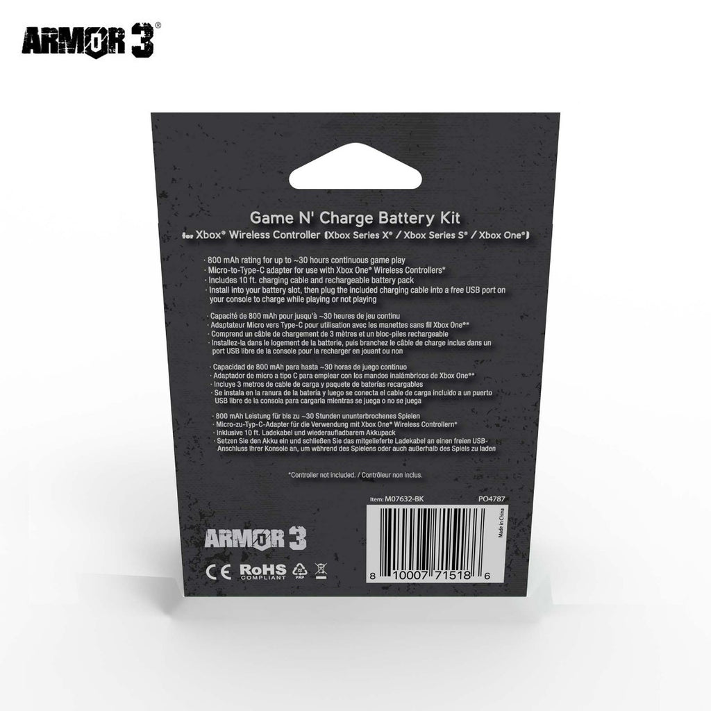 Armor3 Game N' Charge Battery Kit for Xbox Series X - Black
